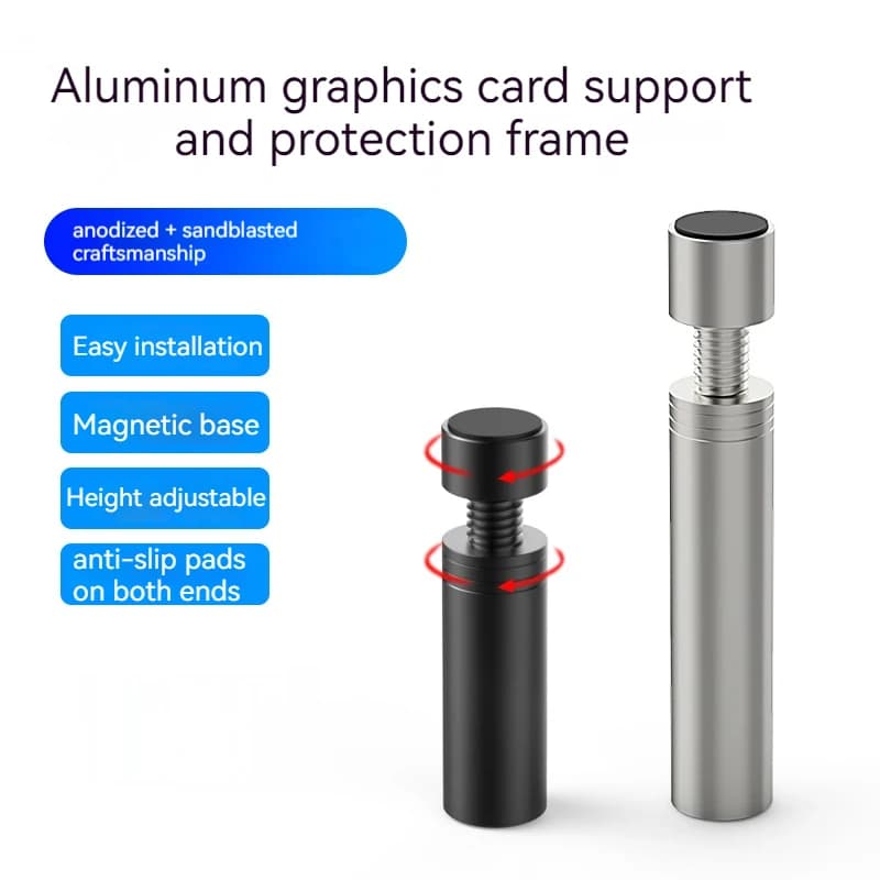 Suporte para placa de vídeo GX-30 em alumínio anodizado com base magnética e ajuste de altura fácil