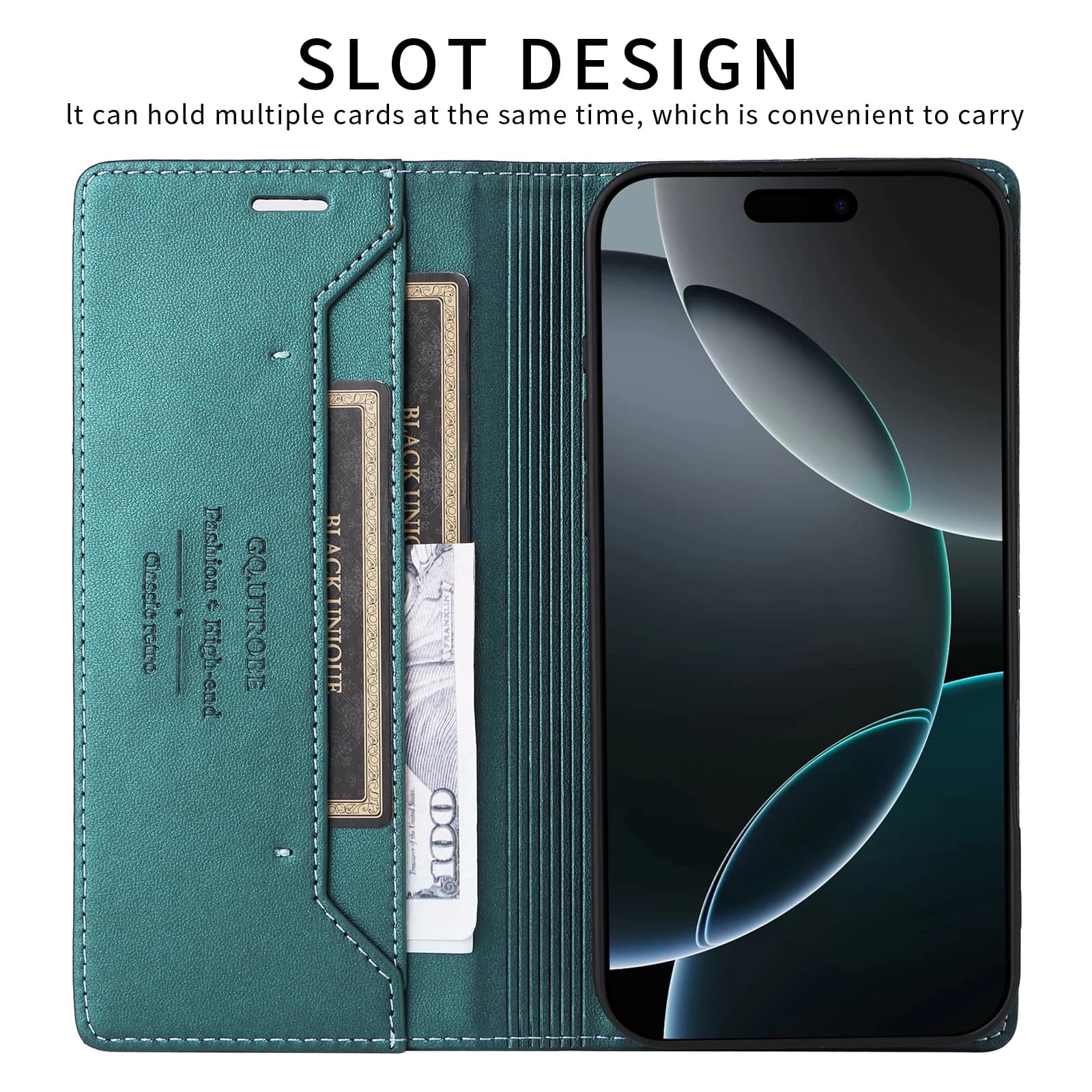 Capa carteira flip verde para celular Xiaomi Redmi Note com compartimentos para cartões e dinheiro