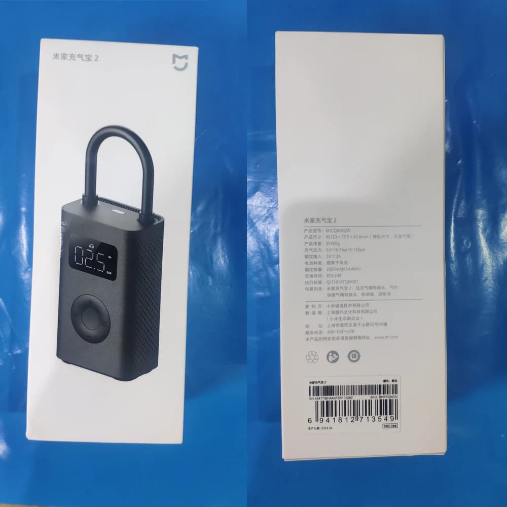 Novo Compressor de Ar Portátil Universal Mijia 2023 com Sensor de Pneu Mi Inflatable Treasure 2 para Carro e Bicicleta