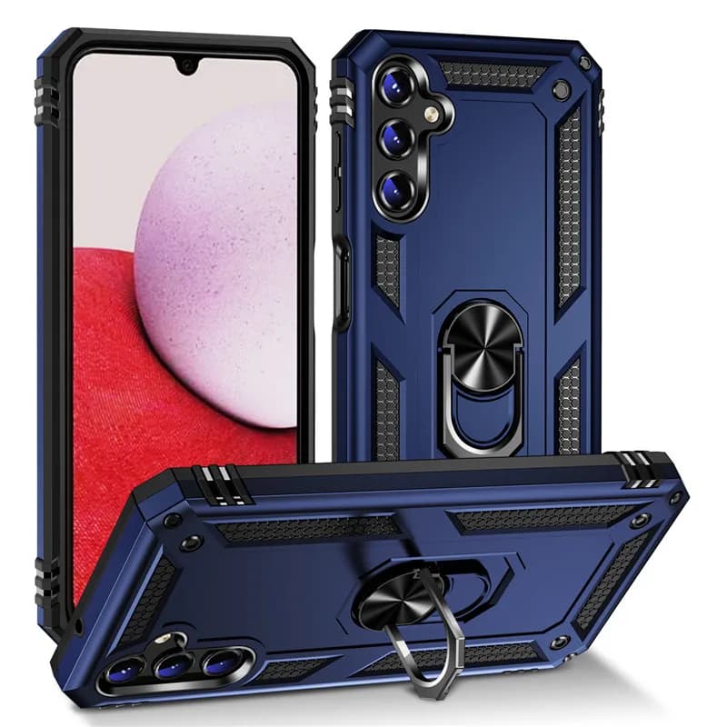 Capa de telefone Samsung Galaxy A14, A13, A24, A34, A54, azul, proteção contra choques, anel de suporte, recortes para câmeras.