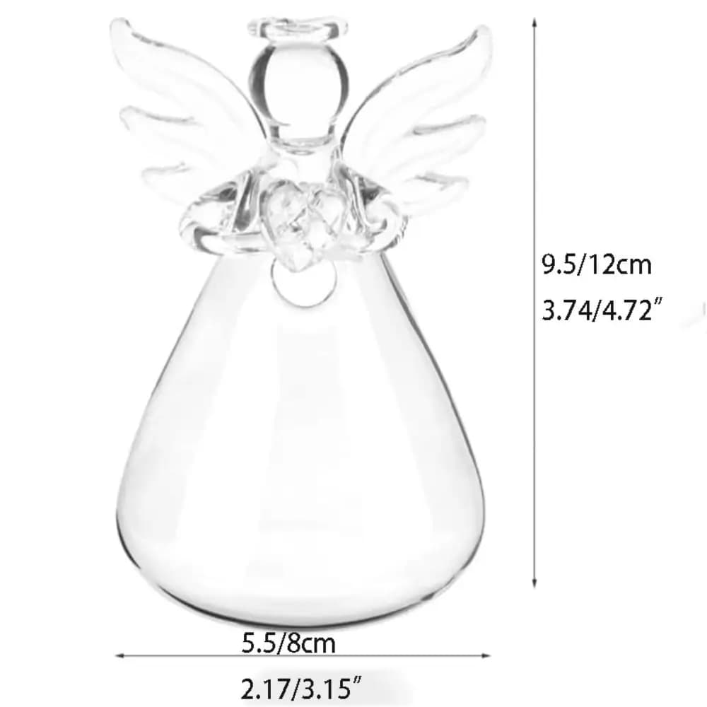 Vaso anjo de parede em vidro borossilicato transparente com medidas 9,5 a 12 cm de altura