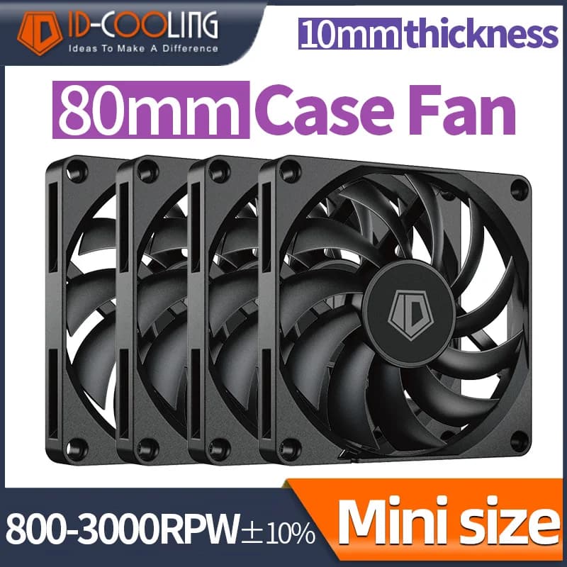 ID-COOLING 80mm PWM 800-3000RPM Mini ITX Preto PC Caso VENTILADOR Ultra-fino 10mm de Espessura Ventilador de resfriamento controlado por temperatura