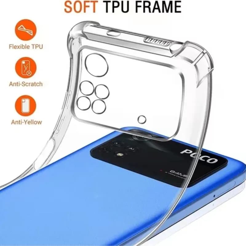 Capa transparente à prova de choque, bolsa de ar grossa para xiaomi poco m4 m5 m6 x3 x4 nfc x5 x6 x7 f3 f4 gt f5 pro 5g c50 c51 c61 c55 c65 c75