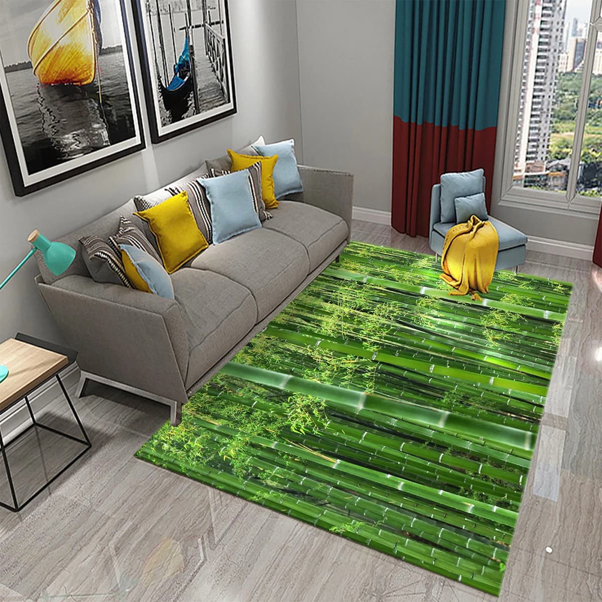 3d verde de bambu floresta tapete de bambu para plantas tapete de banheiro tapetes anti-deslizamento quarto sala de estar piso decoração tapetes