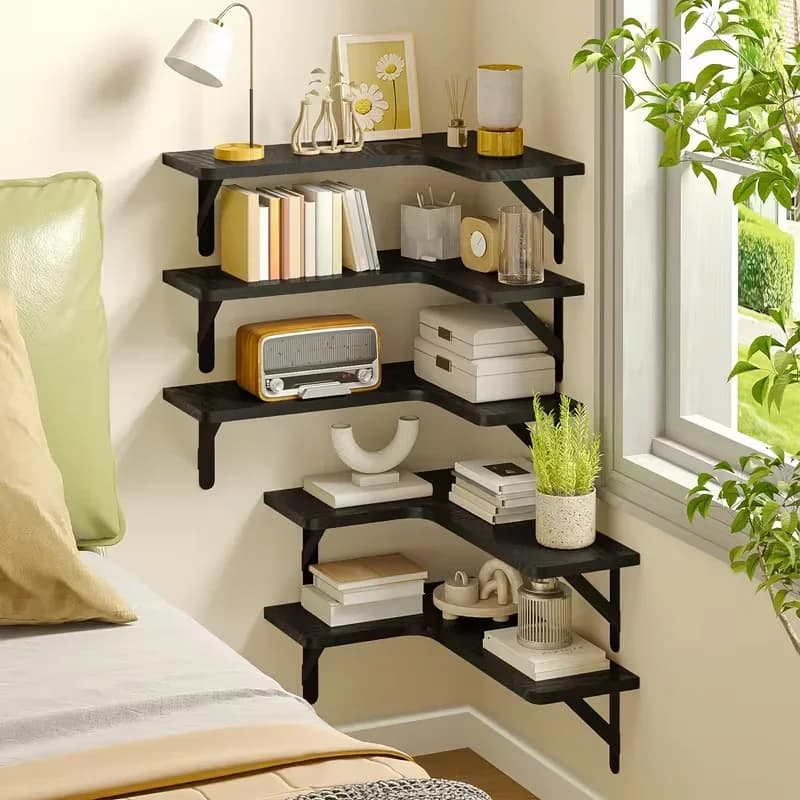 Últimos Modelos de Prateleiras Flutuantes de Madeira Vintage Montadas na Parede, Armazenamento Rústico para Quarto e Sala de Estar, Estantes Decorativas