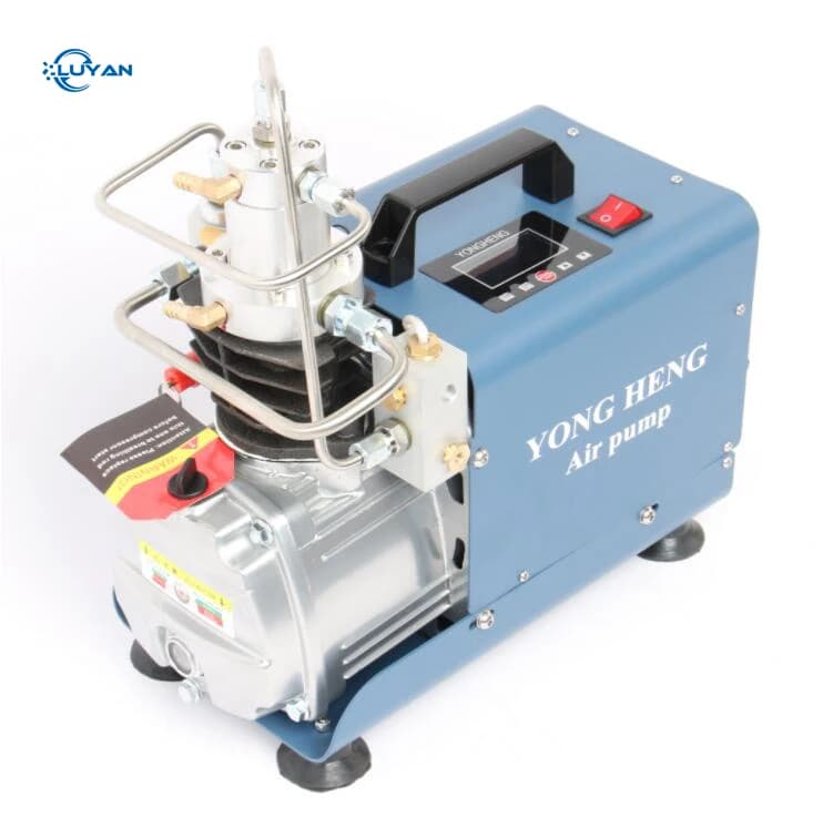 Compressor elétrico de alta pressão YONG HENG Air pump, azul e cinza, com botão vermelho e preto.