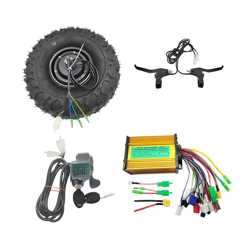 Kit elétrico do motor do carrinho de Mão, roda áspera do pneu, todo o terreno, fora da estrada, 24V, 36V, 48V, 350W, 500W, 14,5"