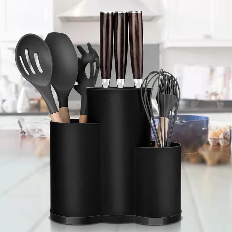 Organizador de Cozinha: Suporte Multifuncional em PP para Utensílios, Escorredor de Talheres e Caixa de Armazenamento para Colheres, Garfos e Facas