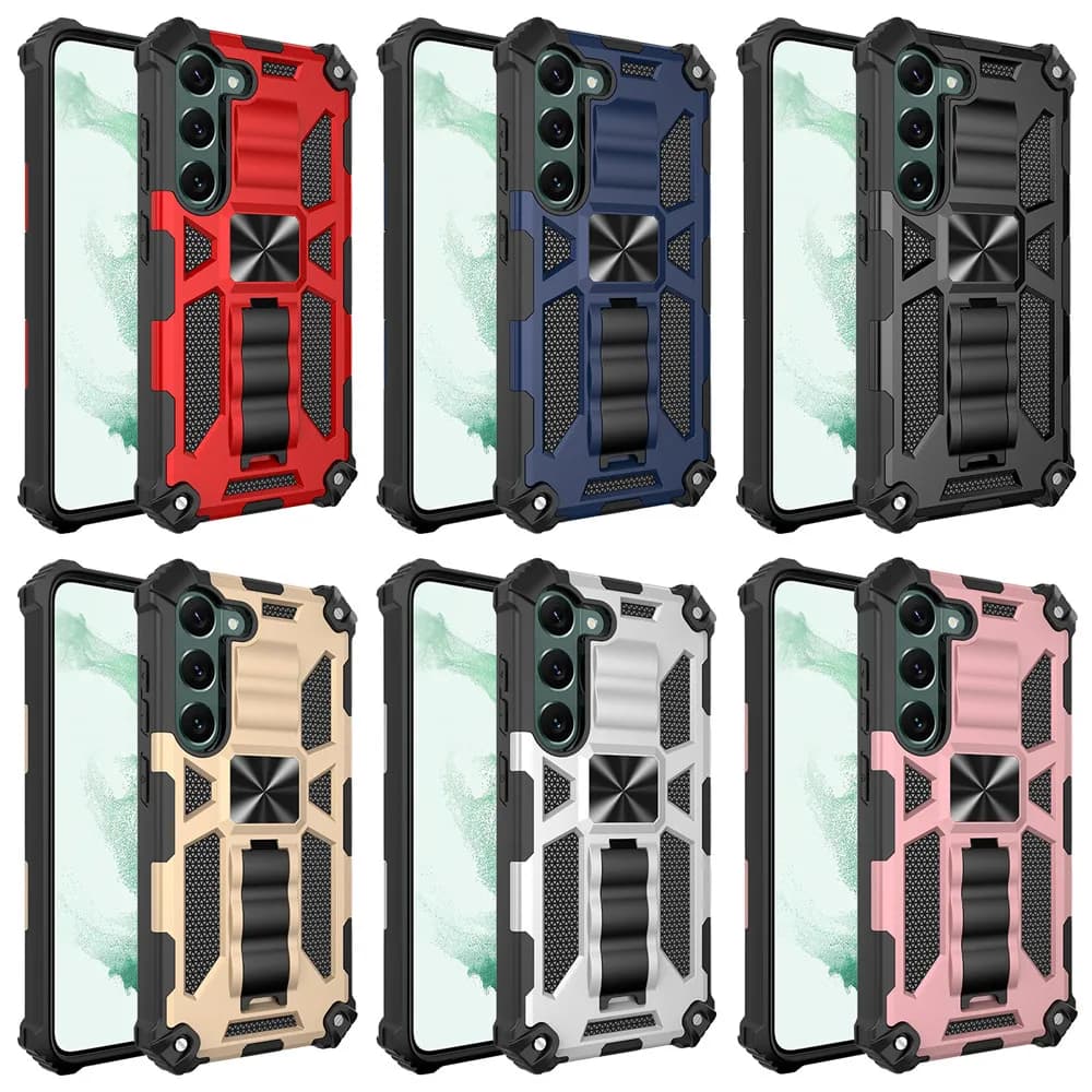Capa de Proteção Dupla Camada à Prova de Choque para Samsung Galaxy S26 Ultra S25 FE S24 S23 S22 S21 A17 A57 A56 A16 A15 com Suporte Integrado