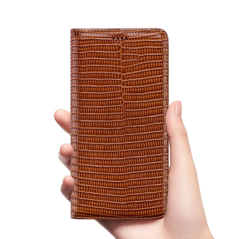 Capa protetora de telefone de couro marrom para Xiaomi Poco C3 C31 C40 C50 C51 C55 C65 com suporte magnético