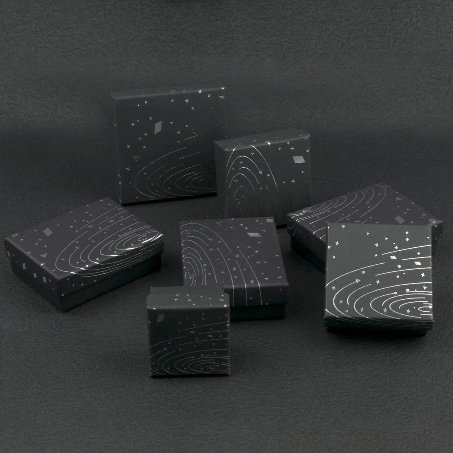 Preto céu estrelado quadrado papelão kraft jóias conjunto caixas anel brincos colar caixas de presente para embalagem de jóias 1pcs