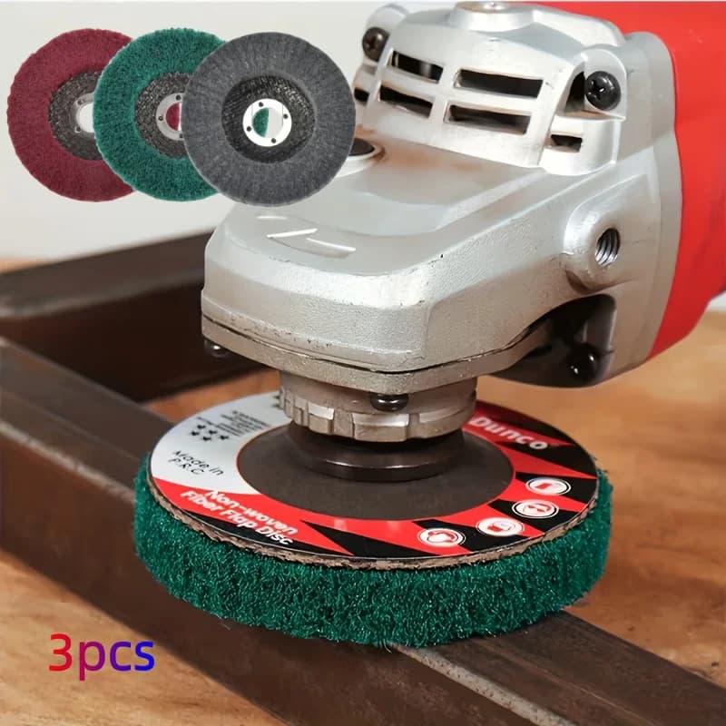 Kit com 3 discos de polimento de fibra de nylon de 4 polegadas para metal