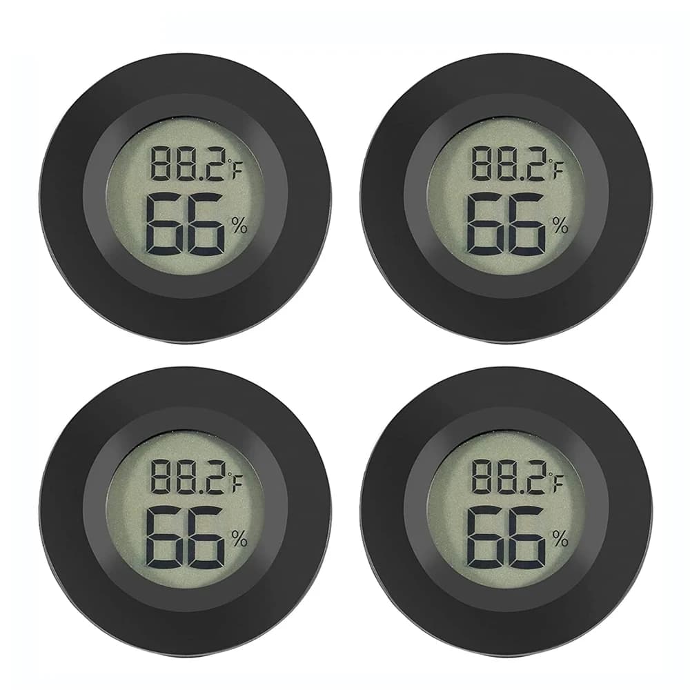 2/4 pçs mini higrômetro termômetro fahrenheit ou celsius medidor digital lcd monitor sala interna redonda medidor de temperatura umidade