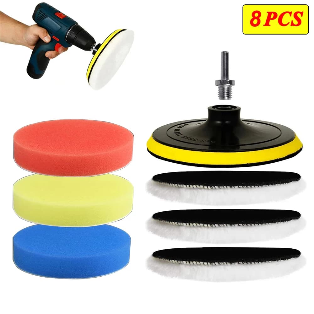 Kit de polimento para carro com 8 peças de almofadas de polimento