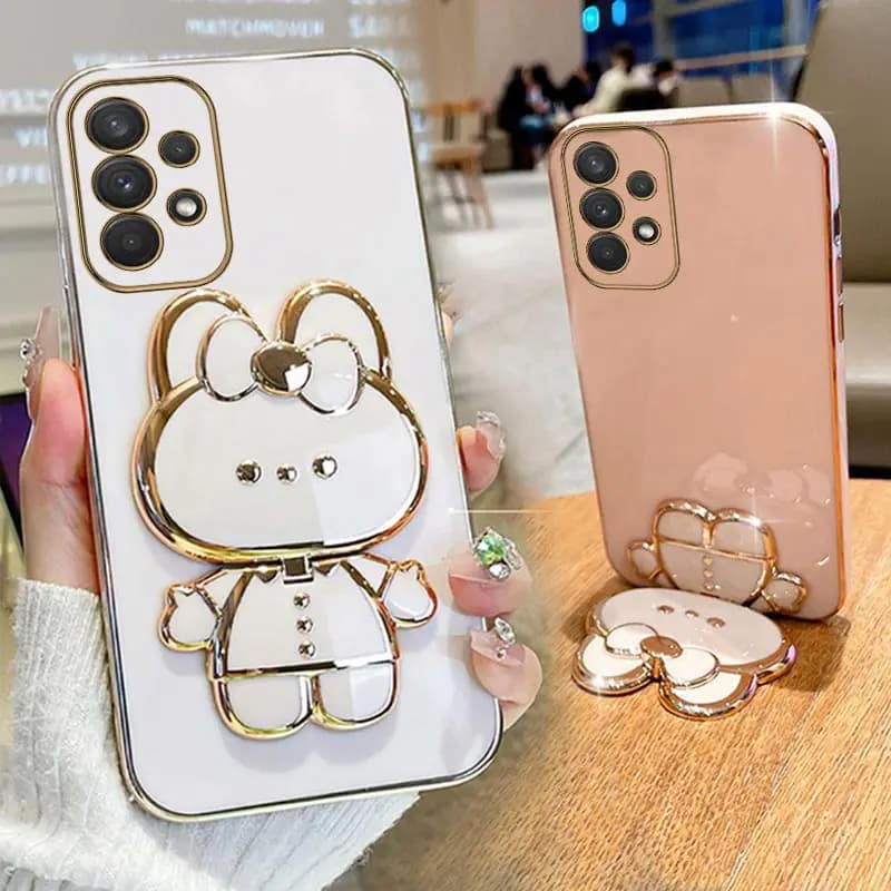 Capa de telefone transparente com personagem de desenho animado dourado para Samsung Galaxy