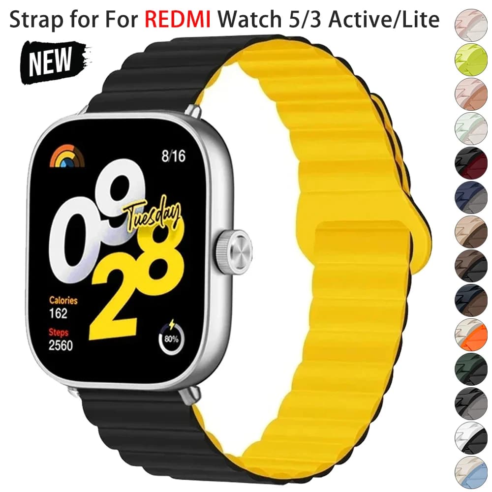 Pulseira esportiva amarela para smartwatch Redmi e Xiaomi Mi Band 8 Pro/9 Pro