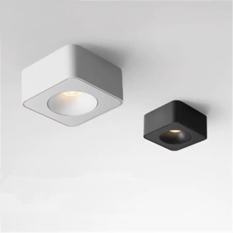 Luminária embutida LED ultrafina branca e preta, luz amarela suave, fundo branco