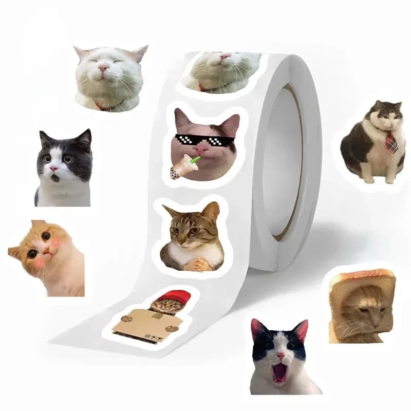 500 pçs kawaii gato louco etiquetas de papel pegajoso obrigado adesivo vedação diy decoração scrapbooking artigos de papelaria suprimentos