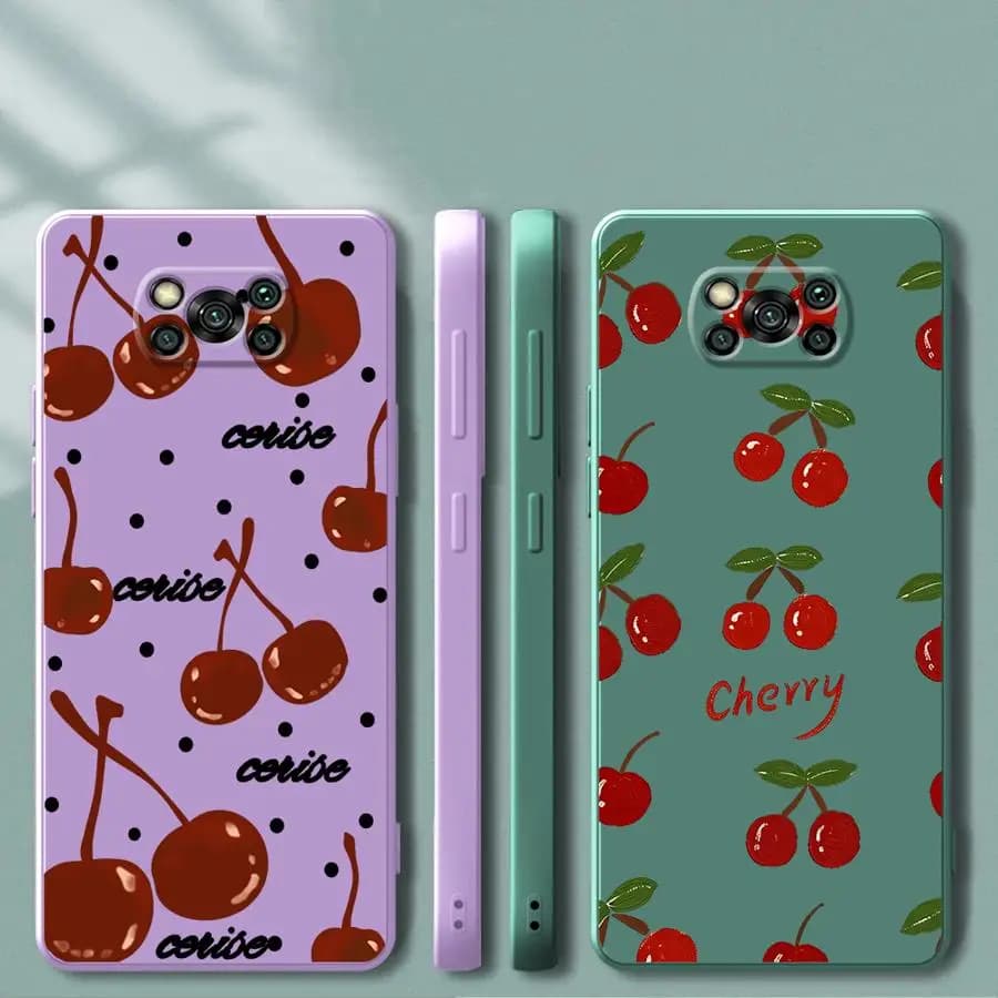 Capa de telefone vintage com design de cereja para Xiaomi Poco F5