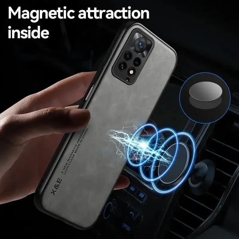 Capa Magnética para Xiaomi com Couro e Silicone à Prova de Choque