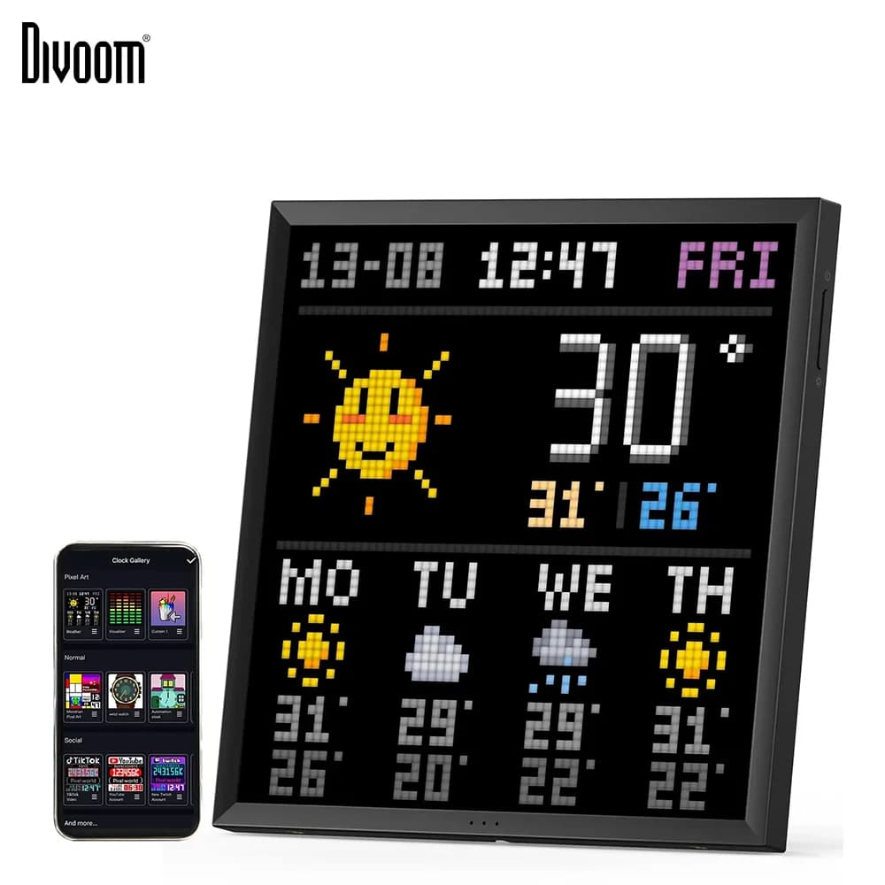Divoom pixioo 64 moldura digital com 64*64 pixel art led imagem placa de exibição eletrônica, sinal de luz neon decoração para casa