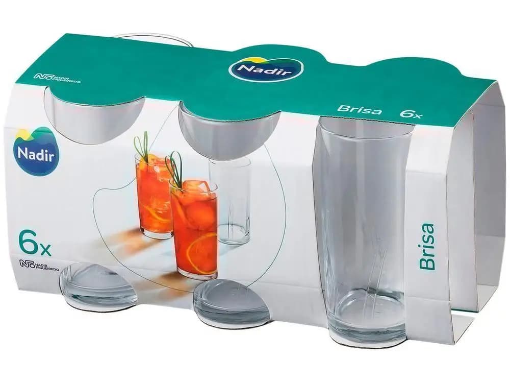 Jogo de Copos de Vidro 300ml 6 Peças Nadir