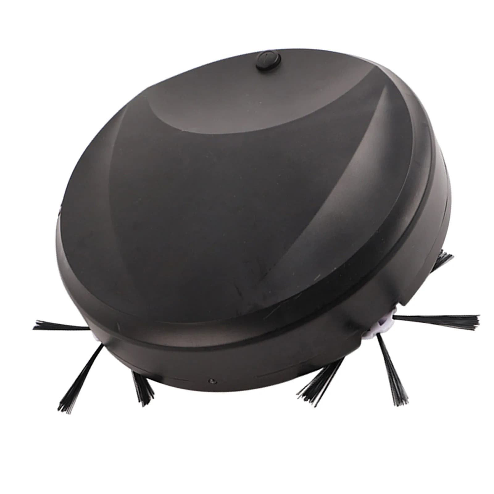 Aspirador de pó robótico Ceecoo preto com design compacto e escovas laterais para limpeza automatizada