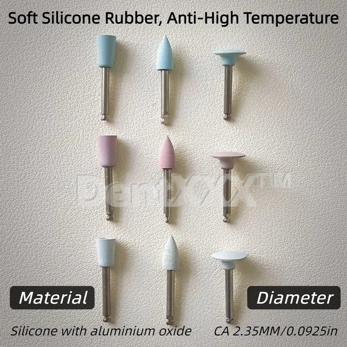Kit de polimento 9 peças silicone com óxido de alumínio azul, rosa e branco para resina e metais