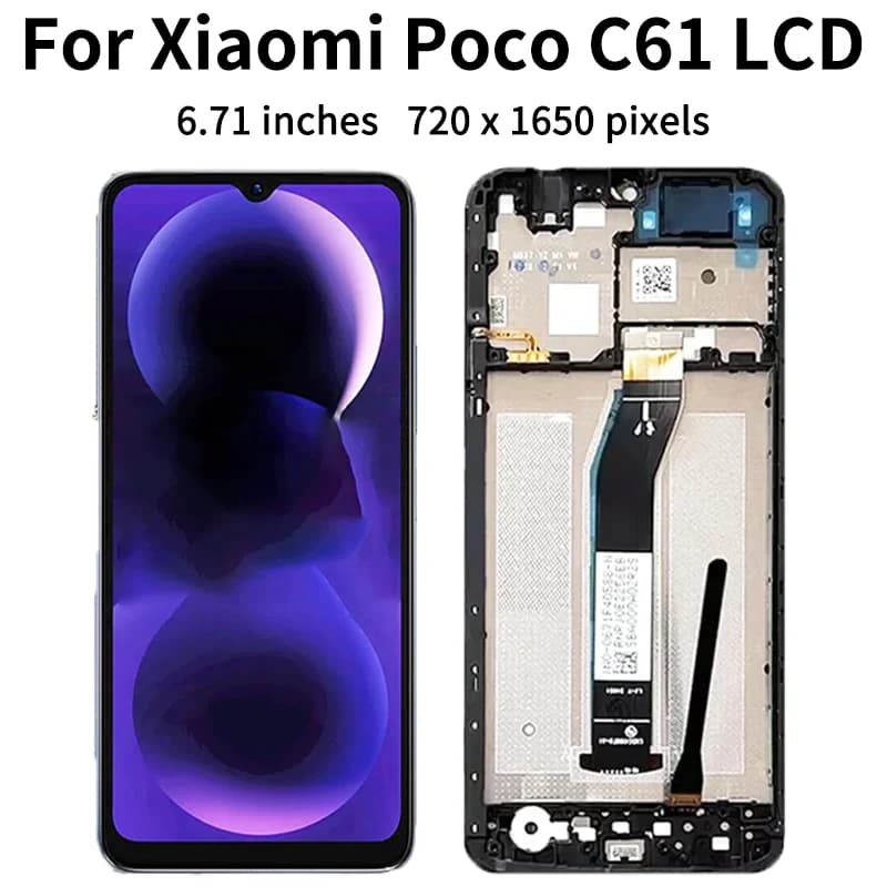 Tela LCD de reposição púrpura para Xiaomi Poco C61 6,71 polegadas com touch screen e resolução 720x1650