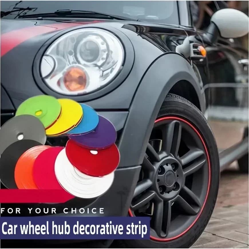 8 metros de lâminas de aro da roda do carro protetor linha pneu guarda tira decorativa moldagem de borracha guarnição mais cor estilo adesivo do carro