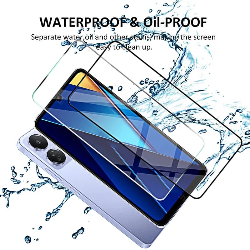 Protetor de tela à prova d'água e óleo para Xiaomi Poco C65 C55 C51 vidro temperado resistente
