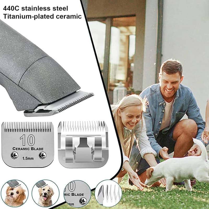 Lâminas de tosa cerâmicas para cães compatíveis com máquinas Andis, aço inoxidável 440C e titânio