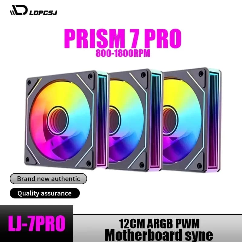 Ventilador de gabinete para PC LDPCSJ Prism 7 PRO ARGB de 120mm com design de espelho infinito, sincronização com a iluminação da placa-mãe, ventilador de cooler para CPU PWM de 4 pinos.
