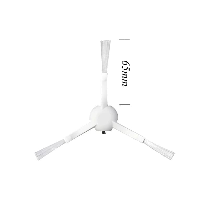 Escova lateral branca com três braços e cerdas para robô aspirador Dreame Bot D10 Plus, 65mm