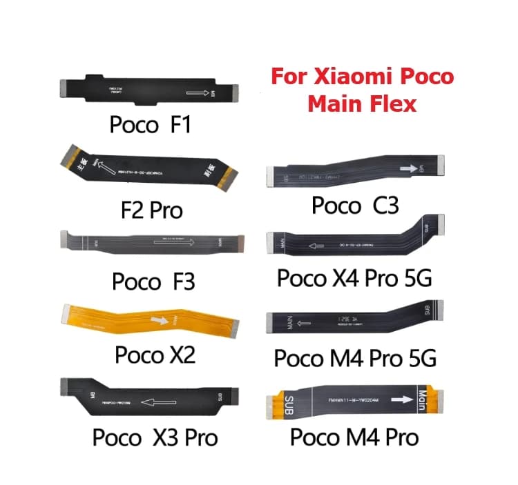 Cabos flexíveis para Xiaomi Poco F1, F2 Pro, C3, F3, X4 Pro 5G, X2, X3 Pro, M4 Pro 5G, M4 Pro