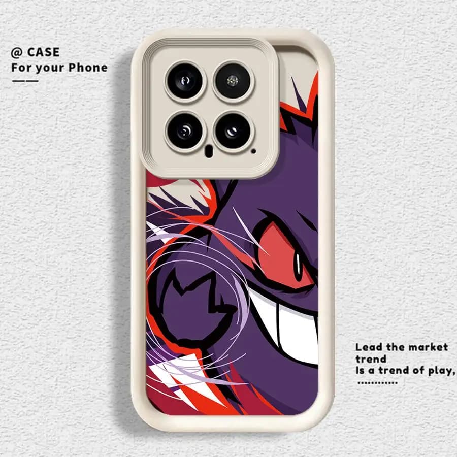 Capa branca para Xiaomi Poco F8 com estampa Gengar Monpoke roxo em silicone macio kit com 2 unidades