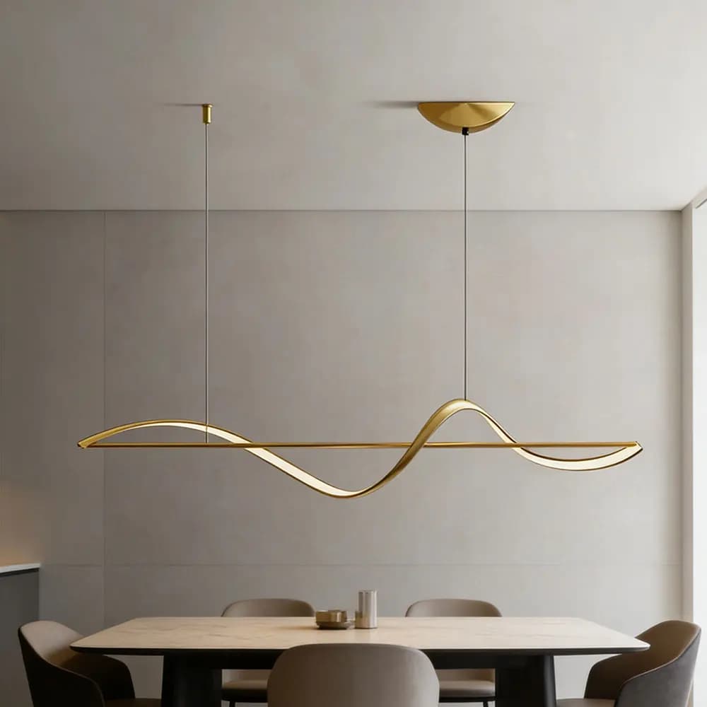 Luminária pendente LED moderna em formato de onda, estilo nórdico, para cozinha