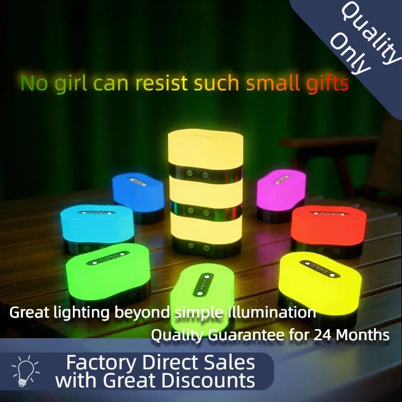 Luminária de Mesa com Carregamento Magnético, Luz Noturna RGB com Mudança de Cor, Luminária de Mesa Criativa Portátil para Acampamento ao Ar Livre, Quarto e Casa