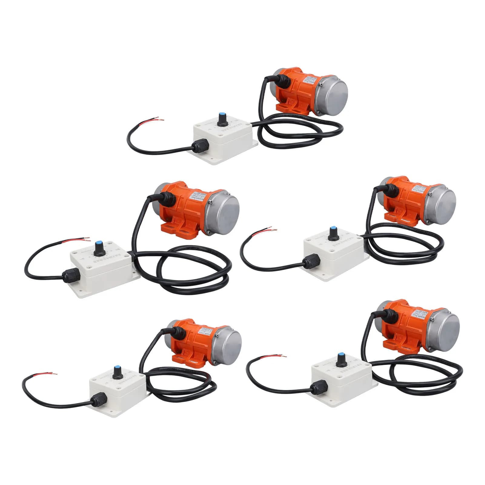 Seis motores vibratórios sem escovas DC24V com controladores brancos, fundo branco