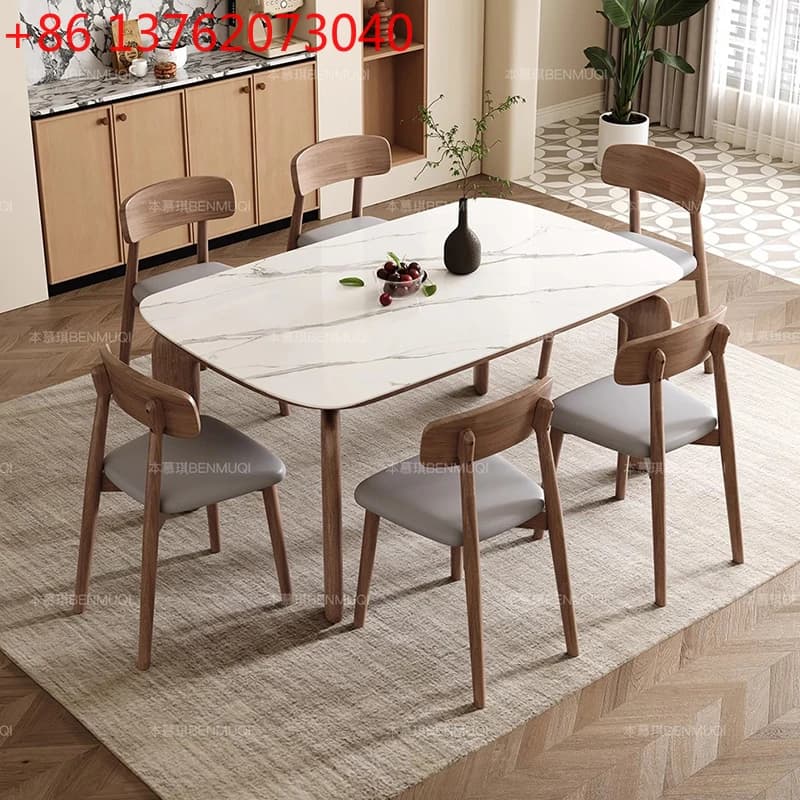 Mesas de Jantar Modernas de Madeira Branca Quadradas de Pernas Altas, de Luxo, que Otimizam Espaço, Móveis para Casa