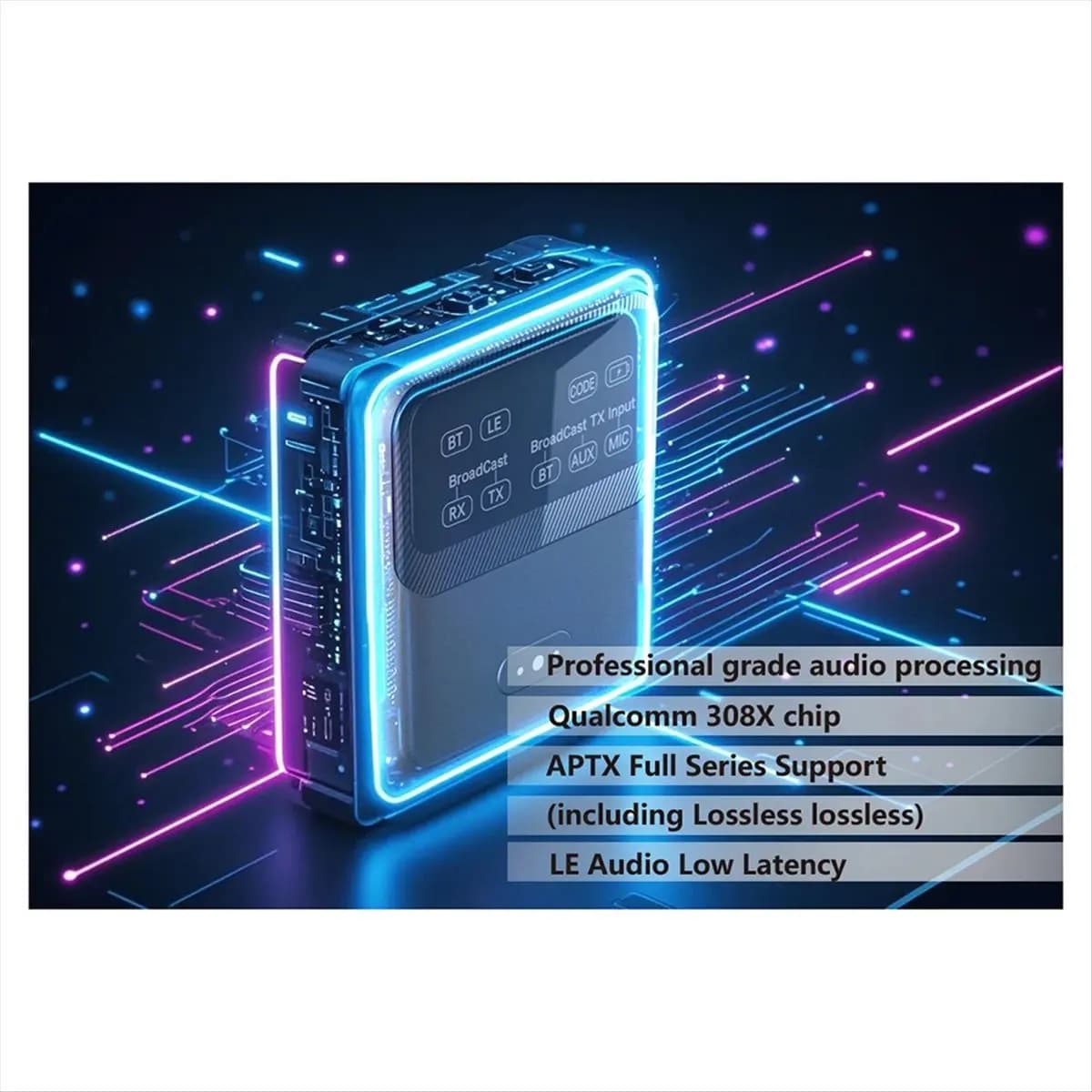 Receptor Bluetooth A32M com chip Qualcomm 308X e suporte aptX Full Series para áudio profissional