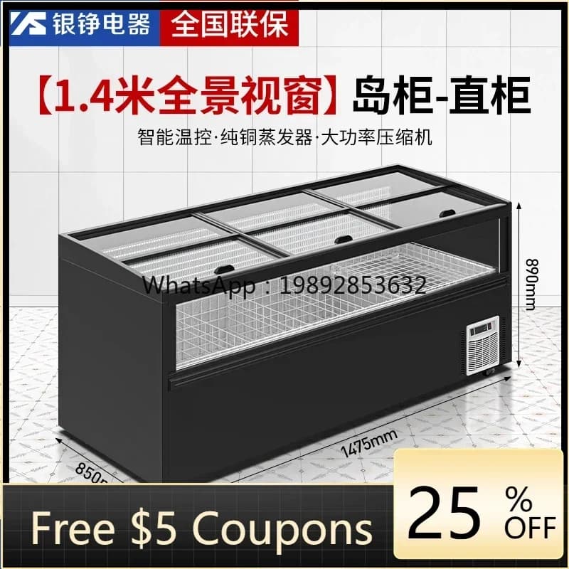 ZS comercial marisco bolinho freezer grande capacidade horizontal supermercado loja de conveniência armário de exibição
