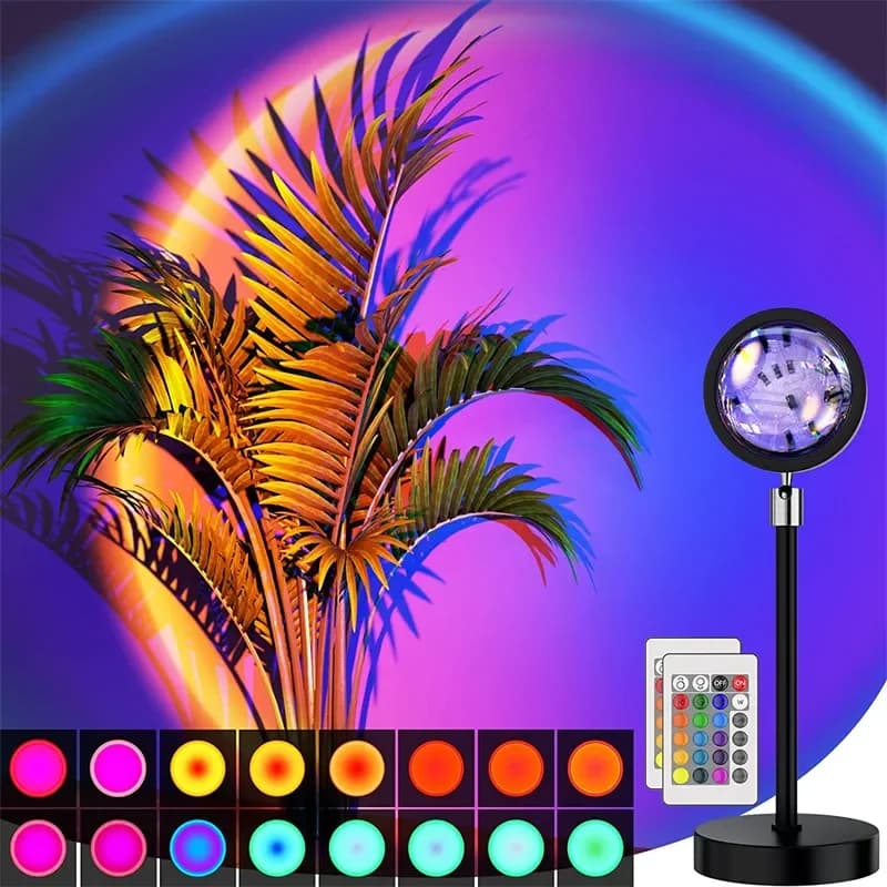 16 cores rgb usb pôr do sol luz do telefone móvel auto fotografia luz led arco-íris néon luz da noite projetor fotografia lâmpada de parede