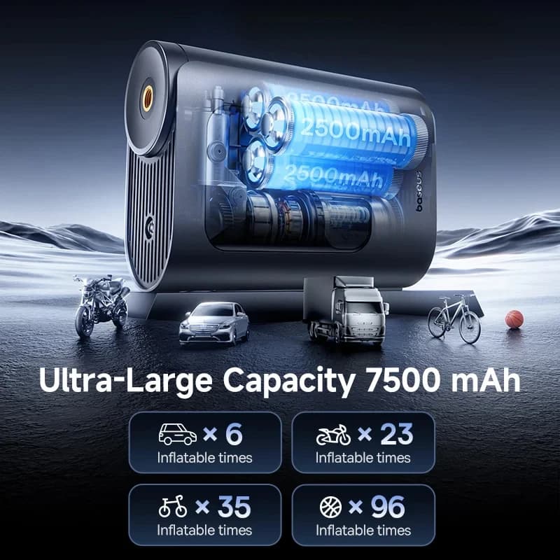 Nova Bomba de Ar para Carro 7500mAh, Compressor de Ar Portátil, Inflador de Pneus para Moto, Bicicleta, Bola e Carro