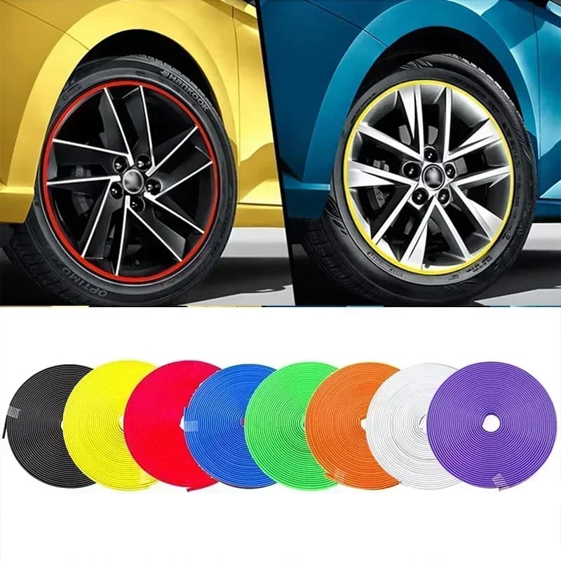 8 metros de lâminas de aro da roda do carro protetor linha pneu guarda tira decorativa moldagem de borracha guarnição mais cor estilo adesivo do carro