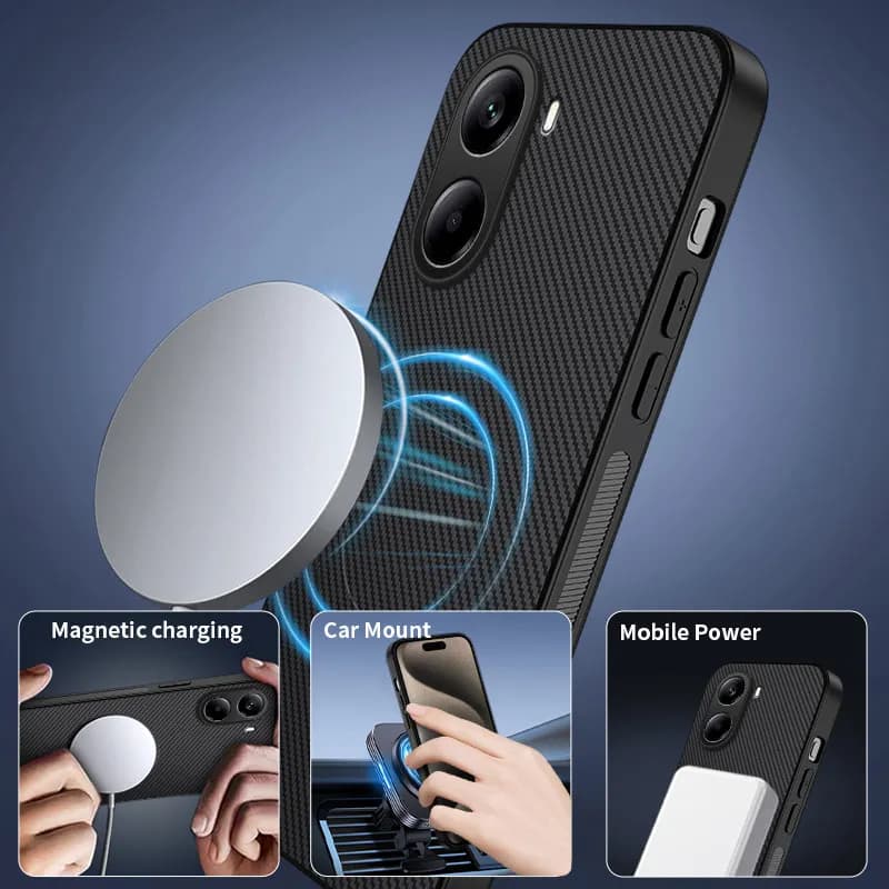 Capa magnética antichoque para Xiaomi POCO X7 com suporte para carregamento magnético e fixação veicular