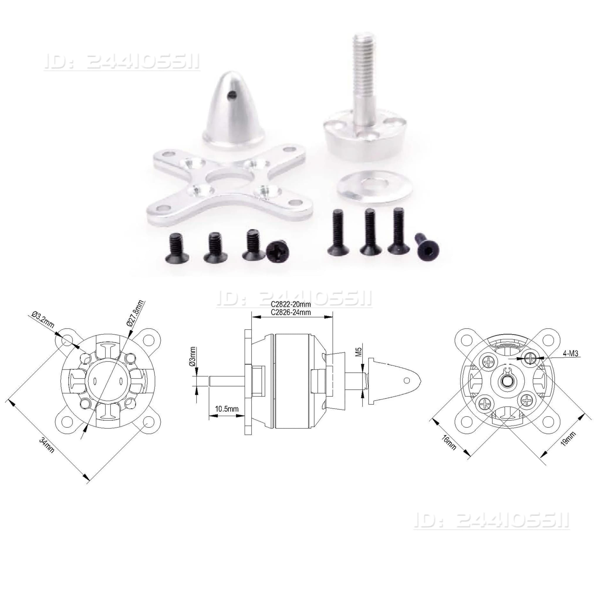 Kit de acessórios para motor sem escova SURPASS HOBBY 2830 3530 3542 4250 5055 5065 6354 para drone RC FPV peças de quadricóptero de asa fixa