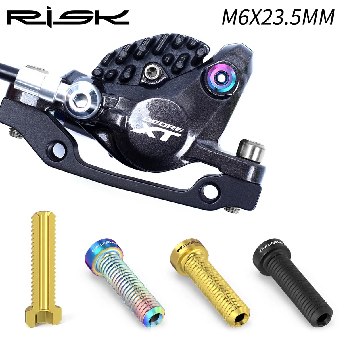 Kit de Parafusos de Fixação do Freio a Disco RISK M6x23.5mm para Bicicleta MTB XT/Guide/Deore