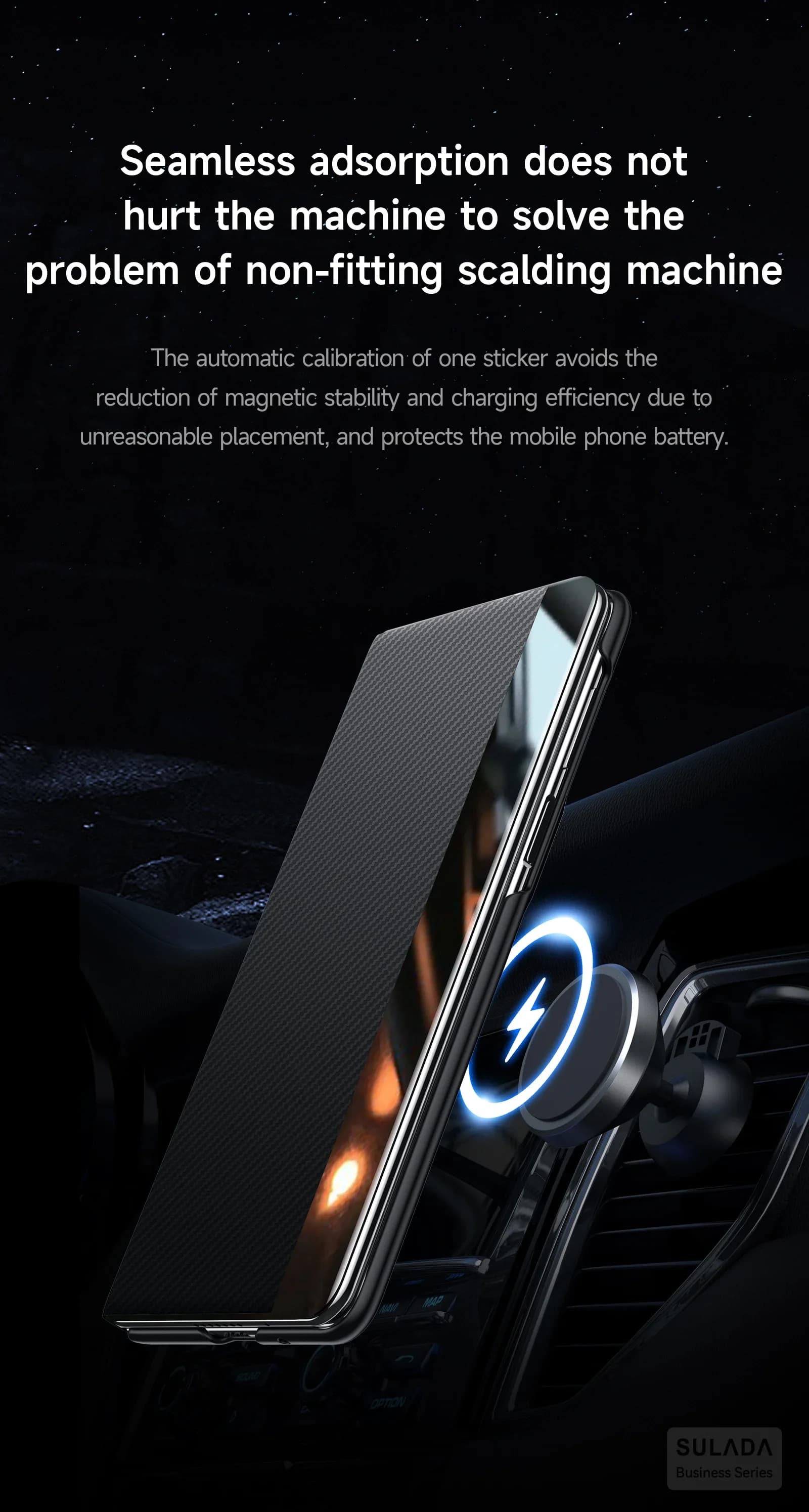 Capa para Galaxy Z Fold 7 preta com adsorção magnética para carregamento Magsafe