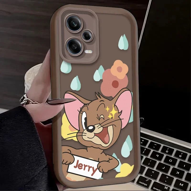 Capa para celular Xiaomi Redmi marrom rígida com estampa Jerry personagem Tom e Jerry